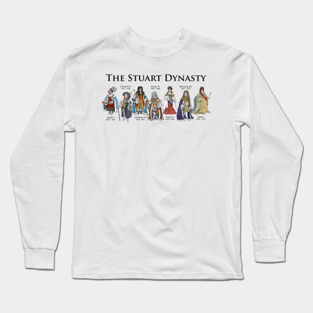 The Stuart Dynasty (Horizontal design) Long Sleeve T-Shirt by Mackaycartoons